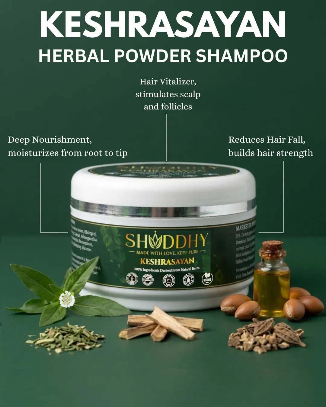 KESHRASAYAN herbal hair wash: hair vitalizer, deep nourishment, reduces hair fall