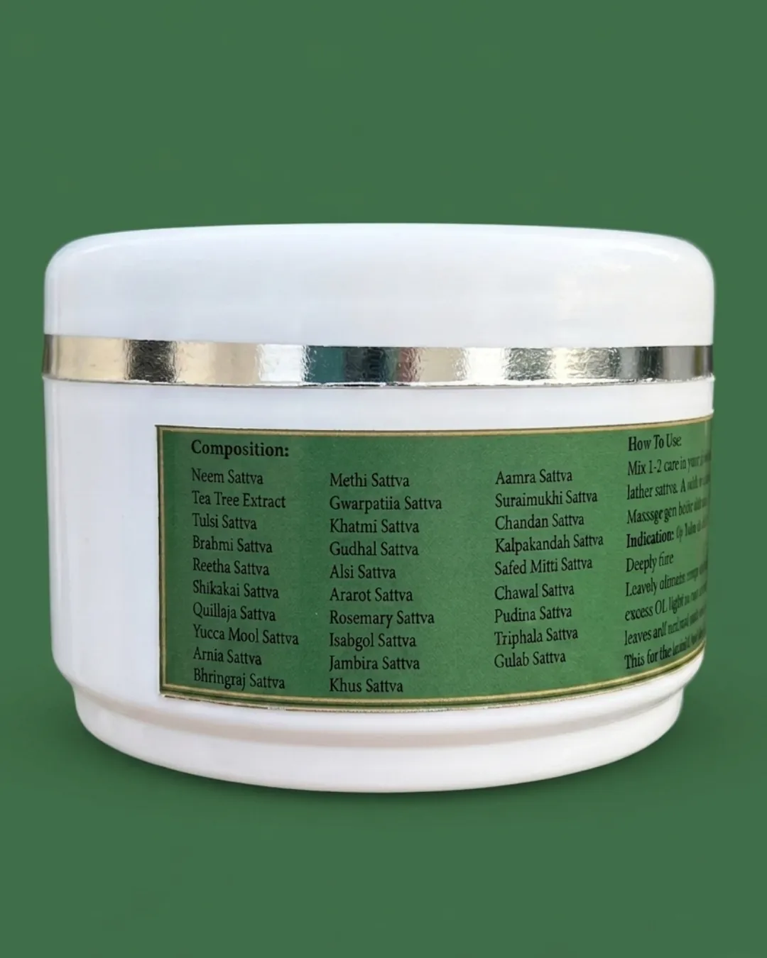 Back label of the KESHSHUDDHY jar showing the composition and how to use